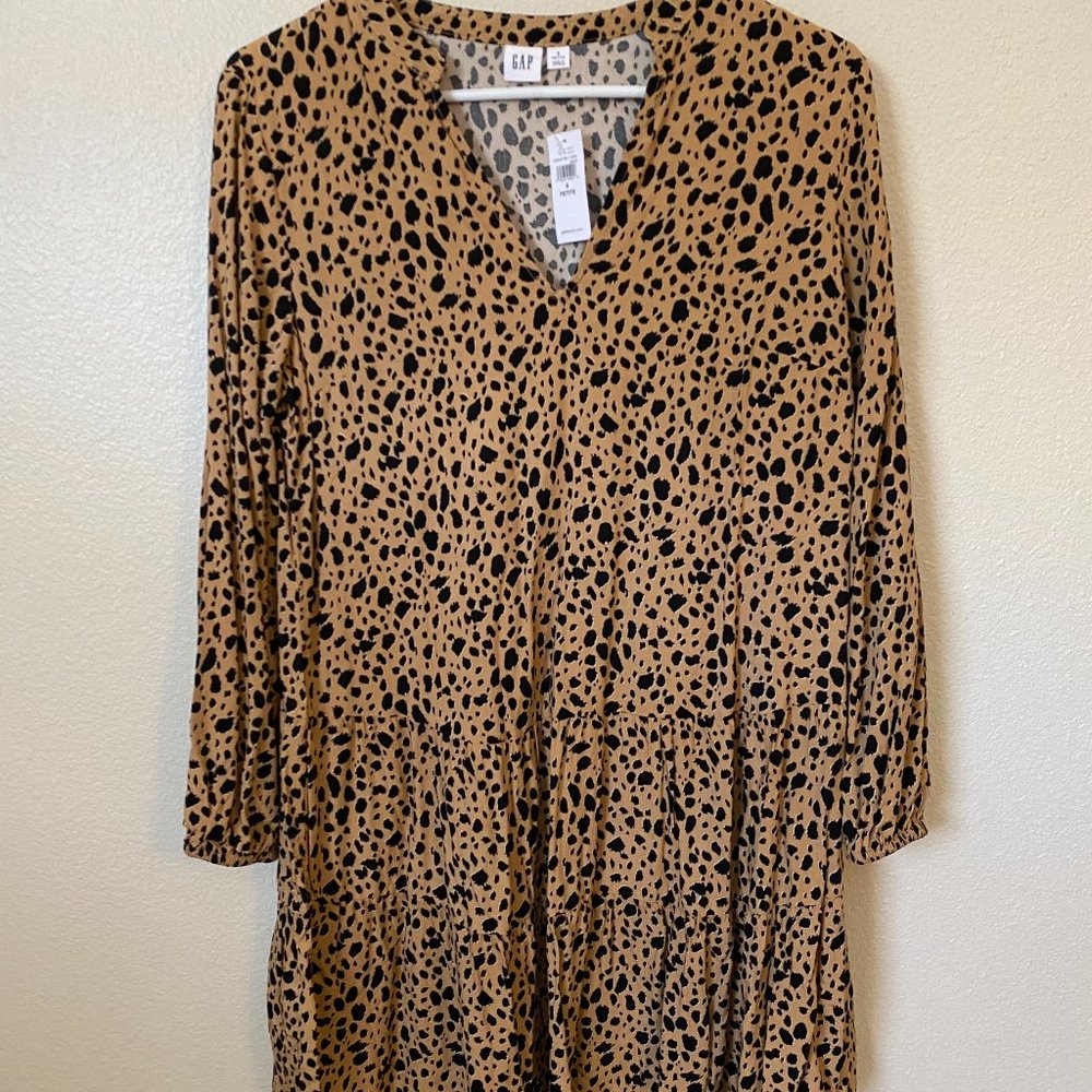 Gap leopard print long sleeve mini dress size Small Petite